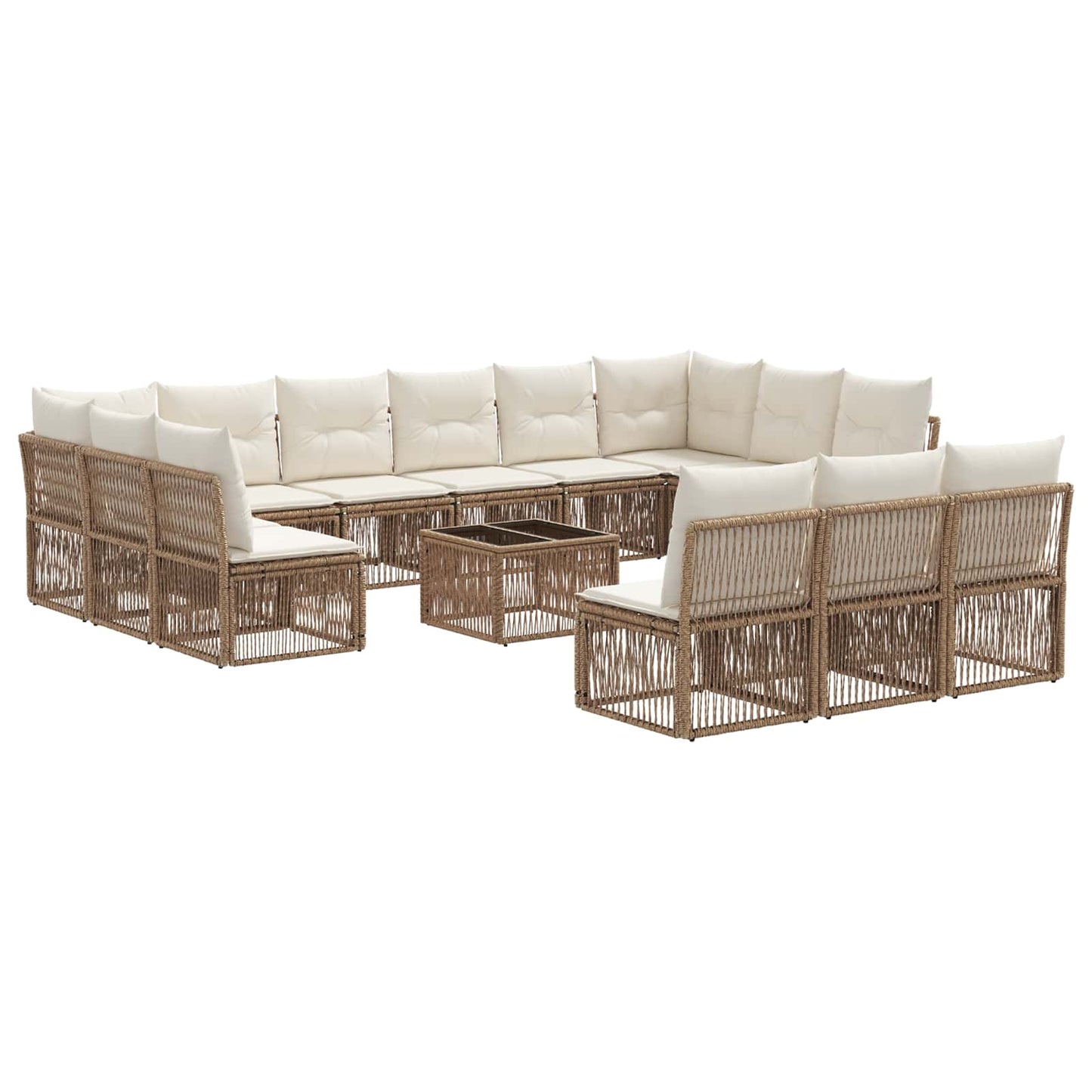 Set Divano da Giardino 14 pcs Beige polyrattan | homemem39