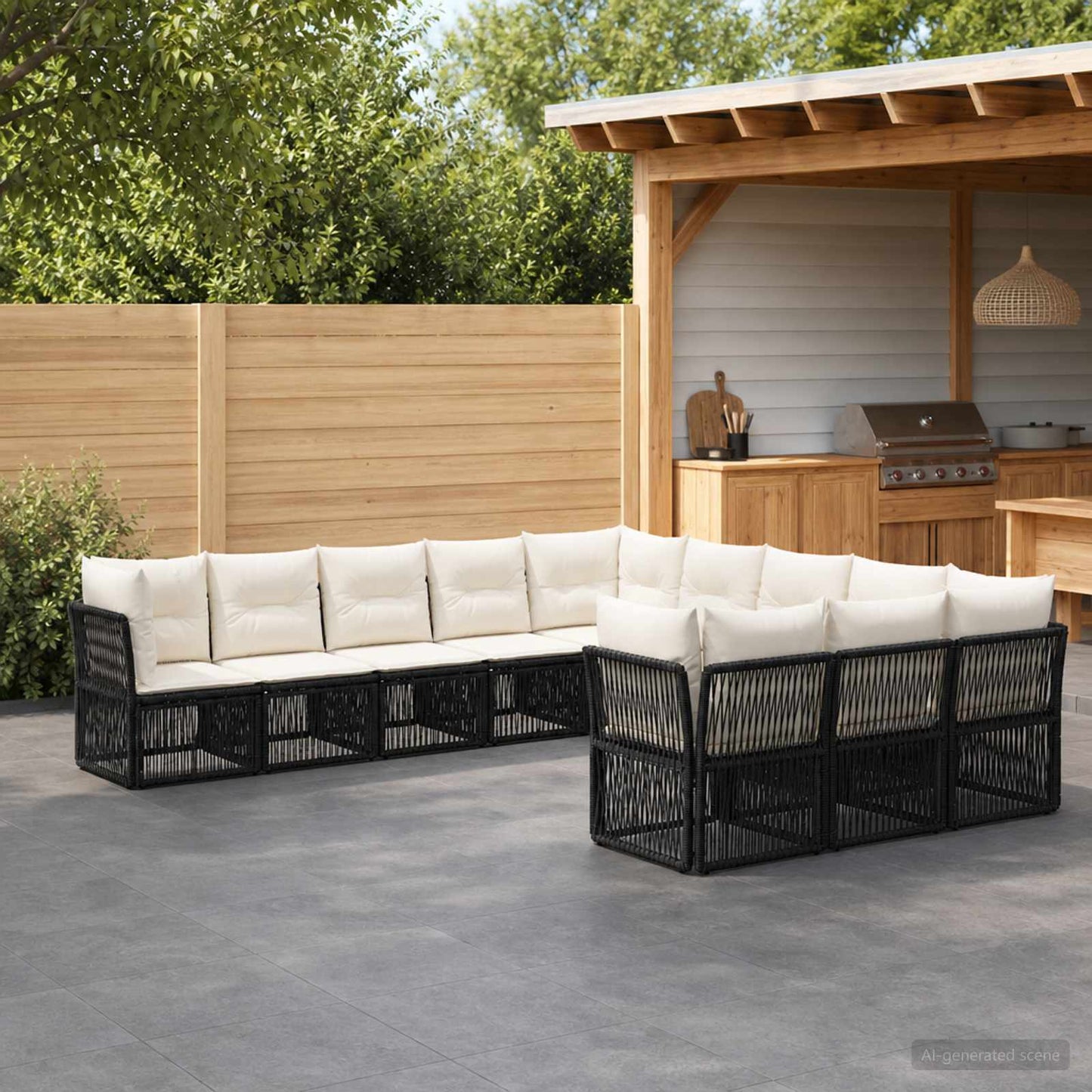 Set Divano da Giardino 11 pcs Nero polyrattan | homemem39