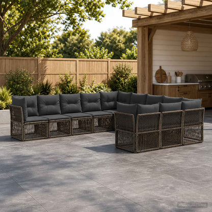 Set Divano da Giardino 11 pcs Grigio polyrattan | homemem39