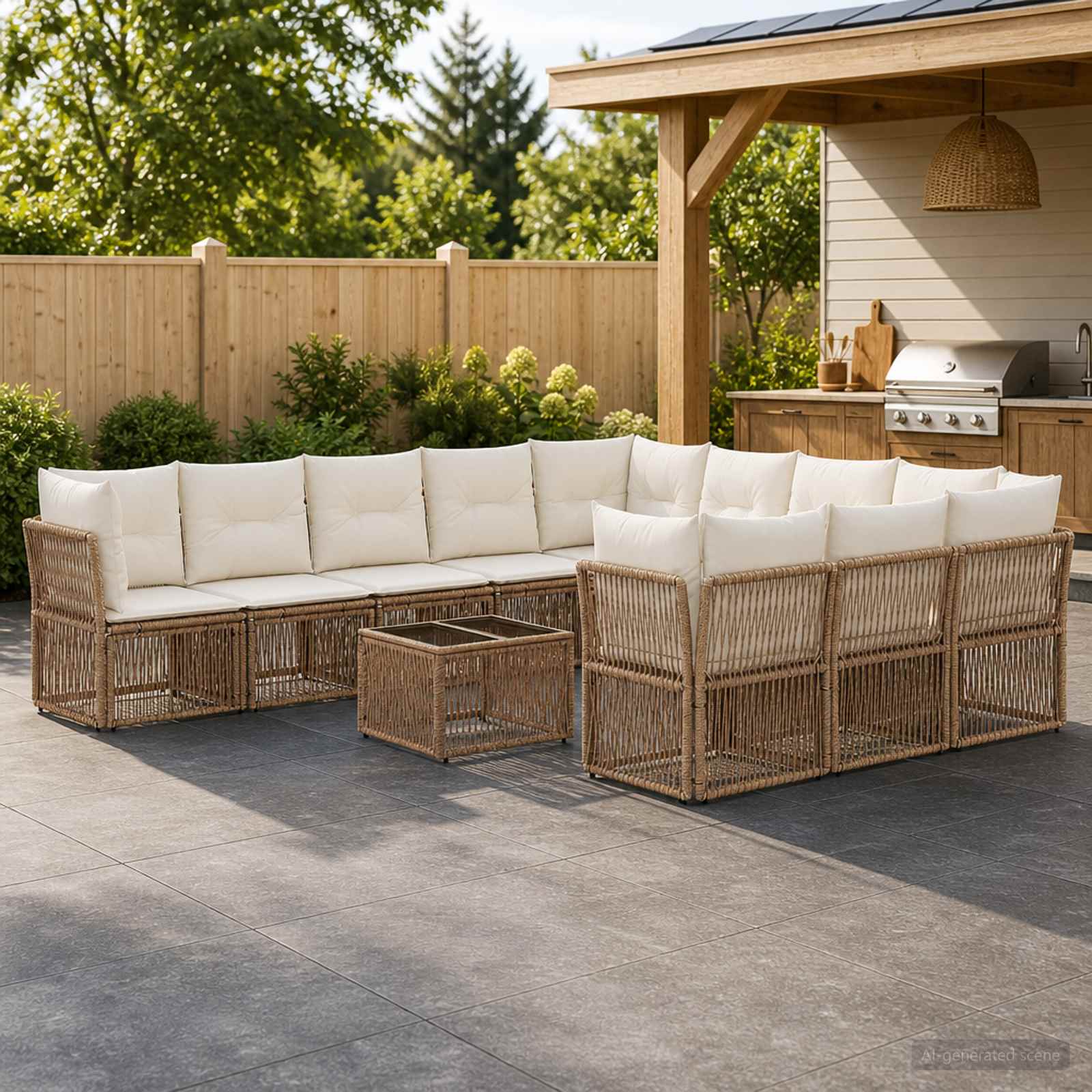 Set Divano da Giardino 12 pcs Beige polyrattan | homemem39