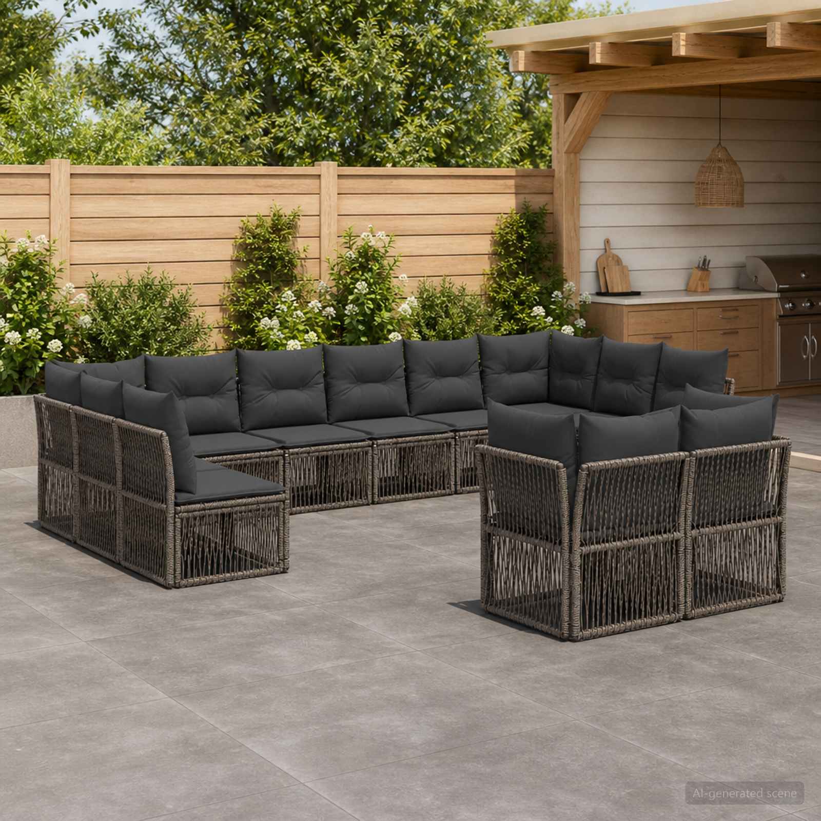 Set Divano da Giardino 12 pcs Grigio polyrattan | homemem39