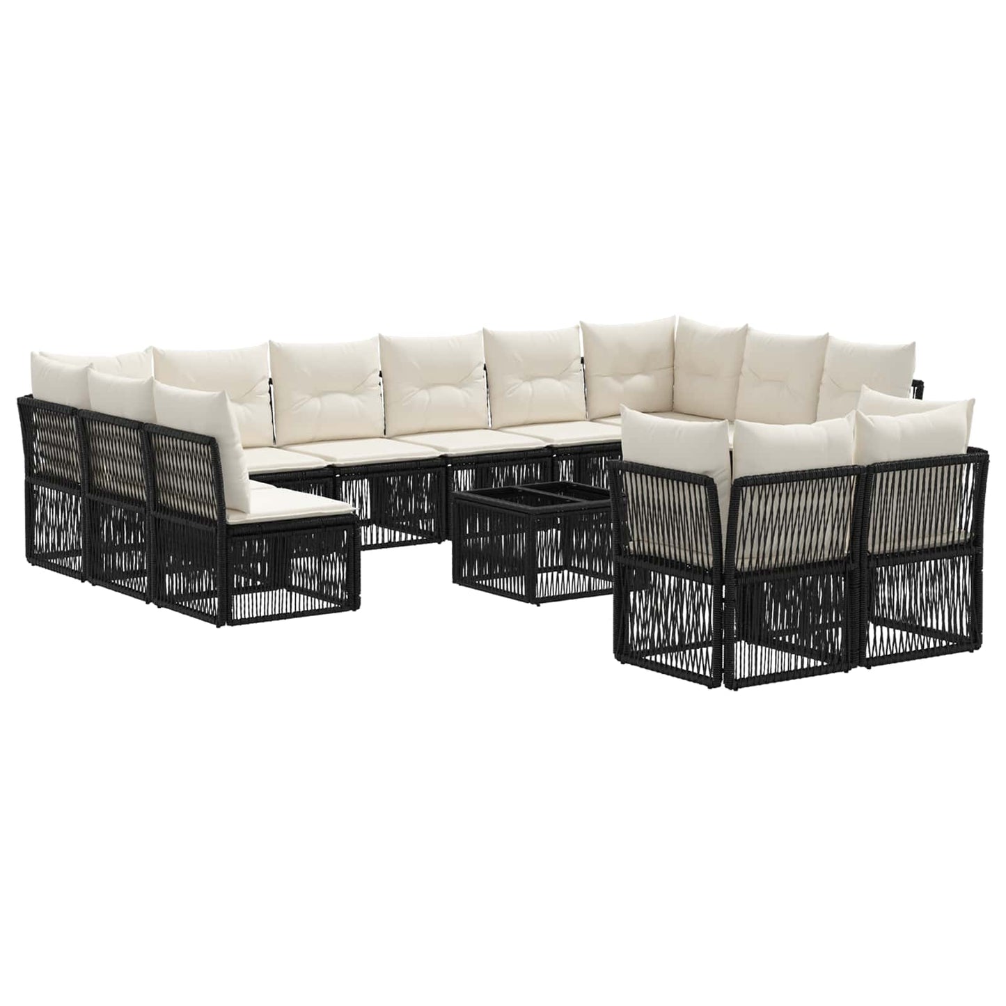 Set Divano da Giardino 13 pcs Nero polyrattan | homemem39