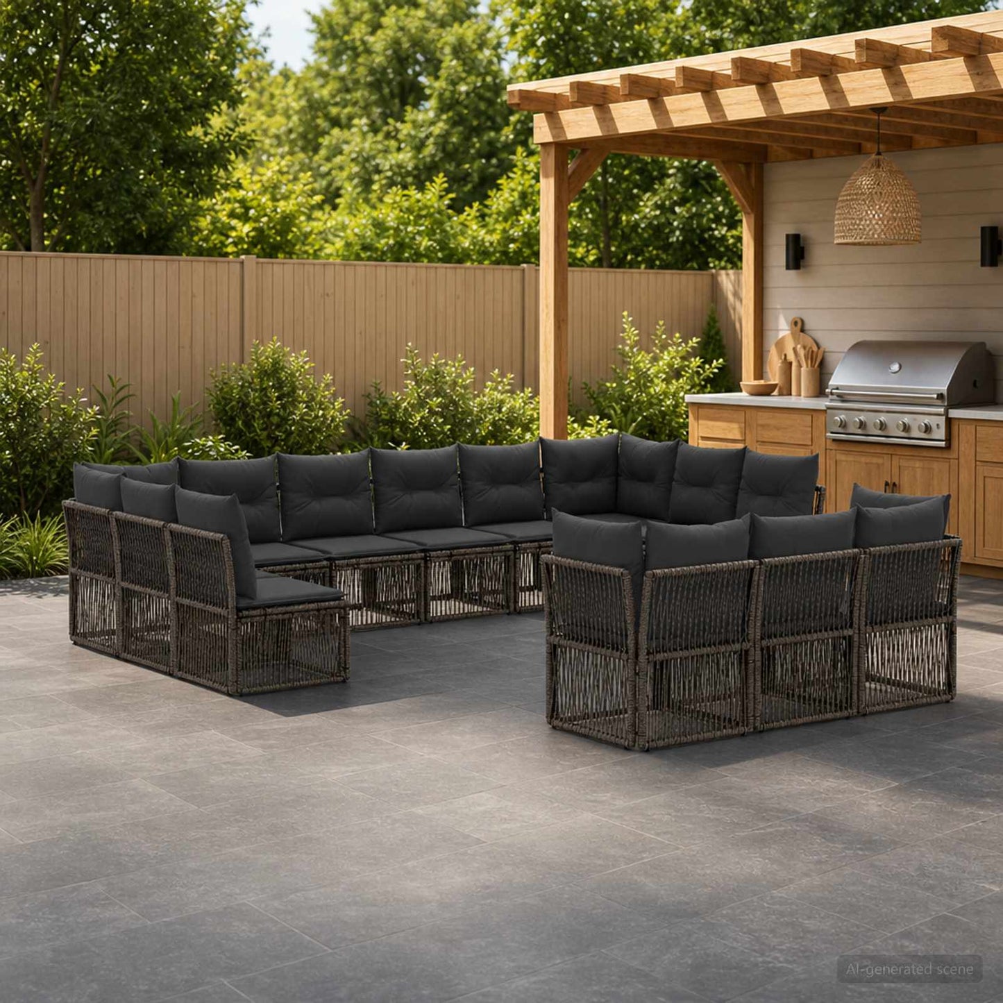 Set Divano da Giardino 13 pcs Grigio polyrattan | homemem39