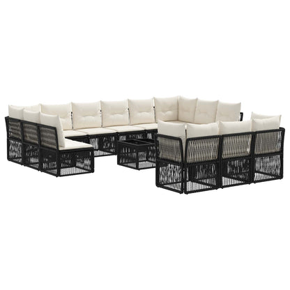 Set Divano da Giardino 14 pcs Nero polyrattan | homemem39