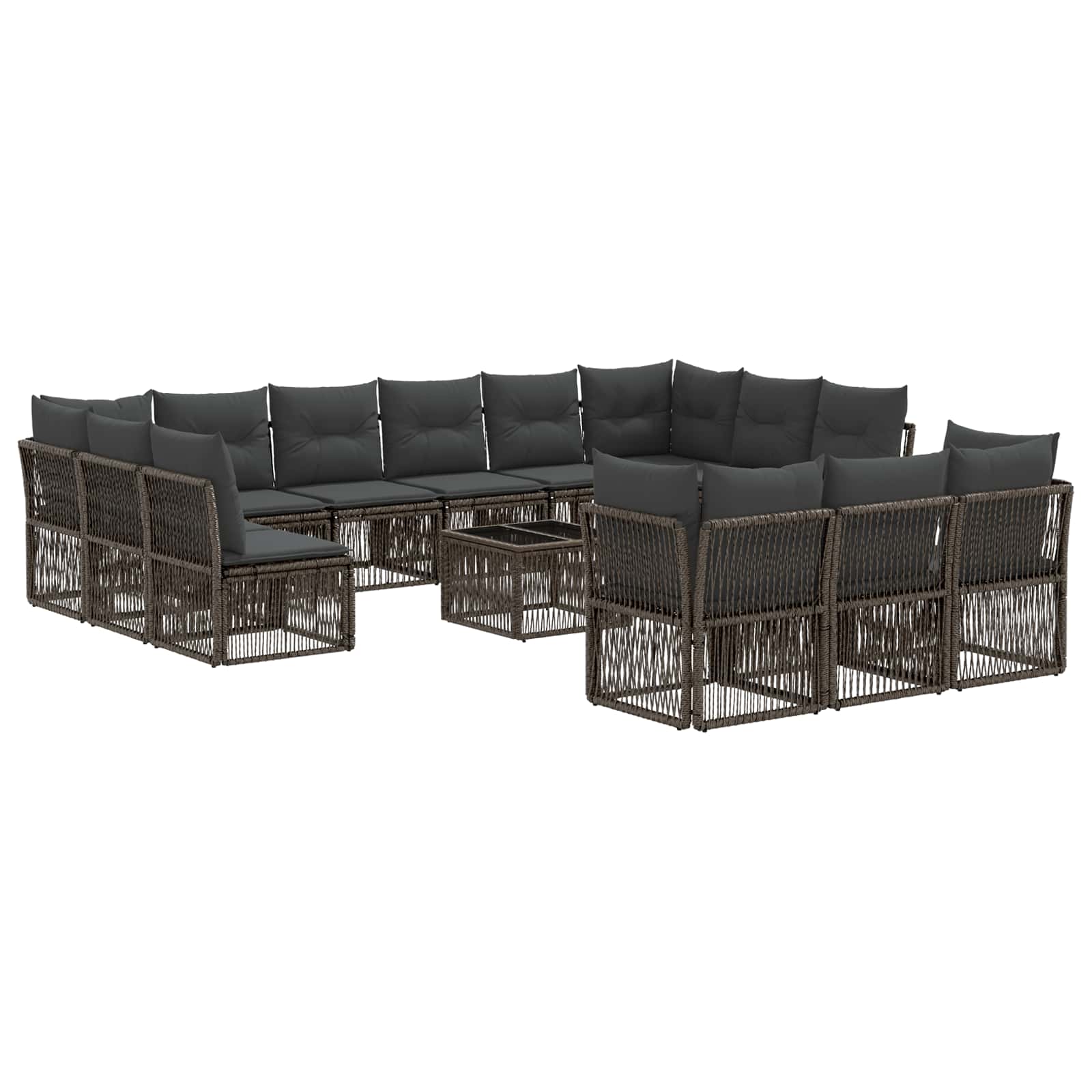 Set Divano da Giardino 14 pcs Grigio polyrattan | homemem39