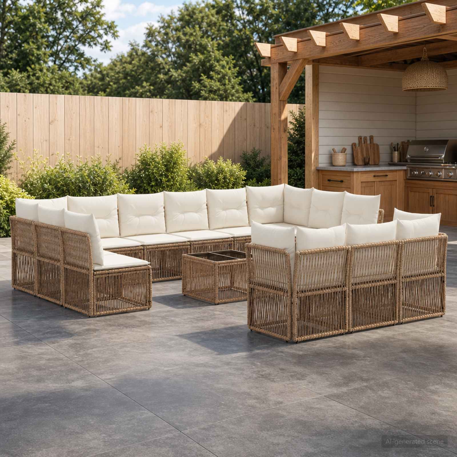 Set Divano da Giardino 14 pcs Beige polyrattan | homemem39