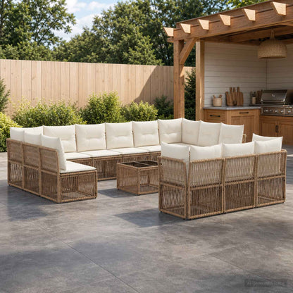 Set Divano da Giardino 14 pcs Beige polyrattan | homemem39