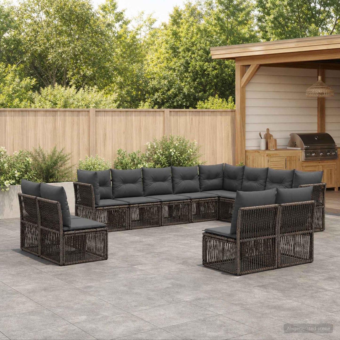 Set Divano da Giardino 12 pz Grigio polyrattan
