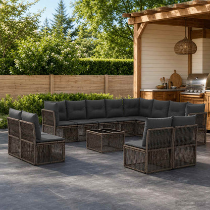 Set Divano da Giardino 13 pcs Grigio polyrattan | homemem39