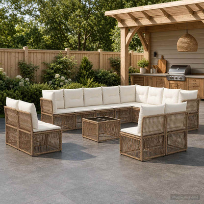 Set Divano da Giardino 13 pcs Beige polyrattan | homemem39