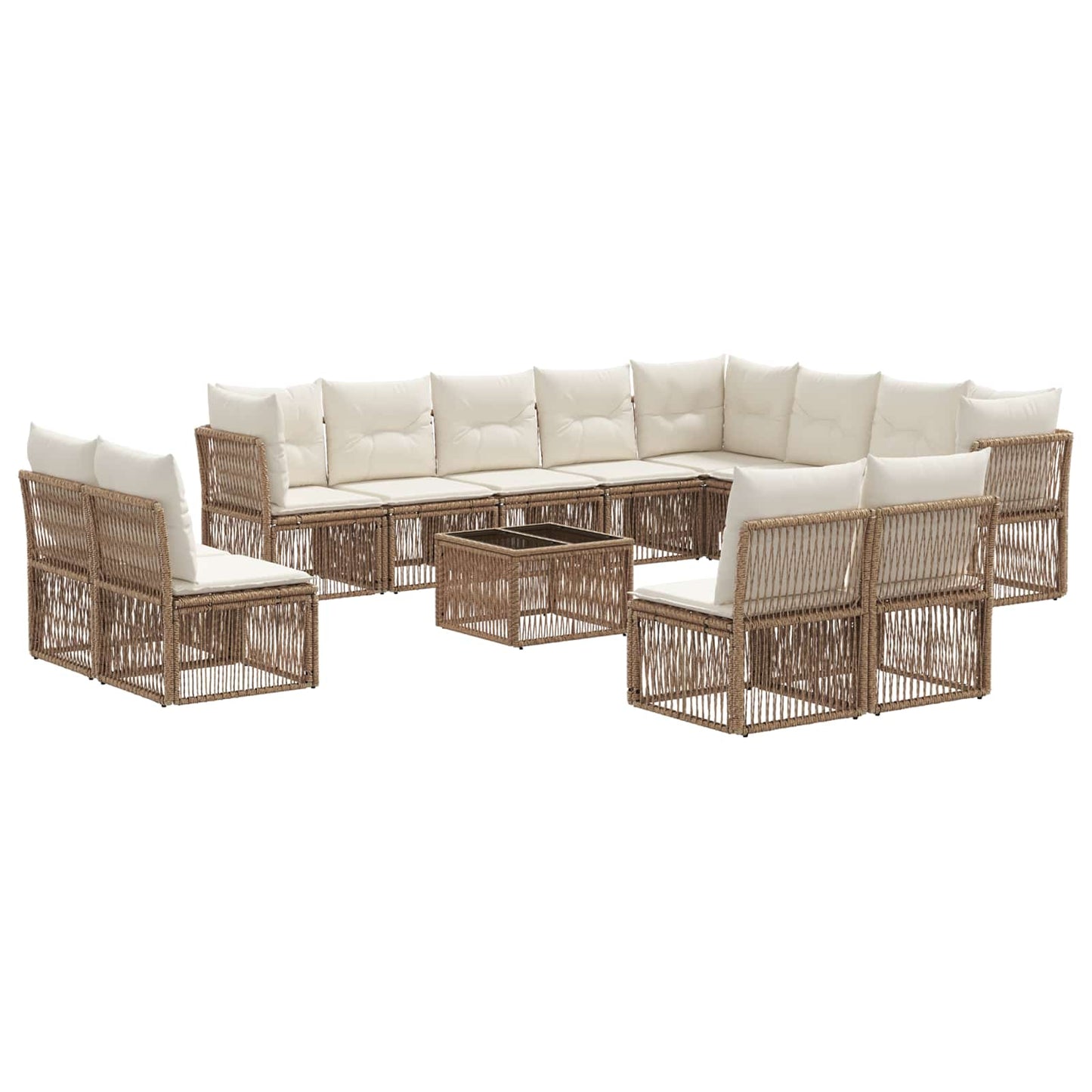 Set Divano da Giardino 13 pcs Beige polyrattan | homemem39
