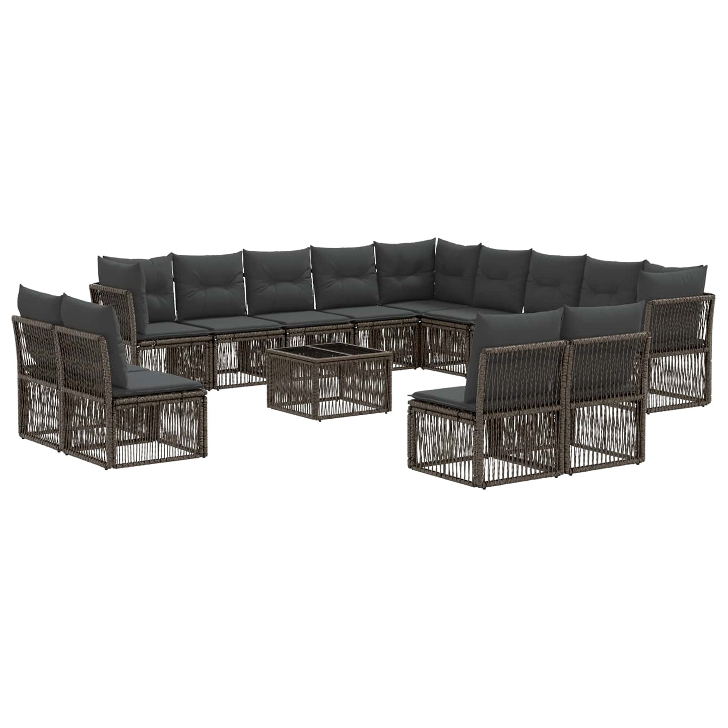 Set Divano da Giardino 14 pcs Grigio polyrattan | homemem39