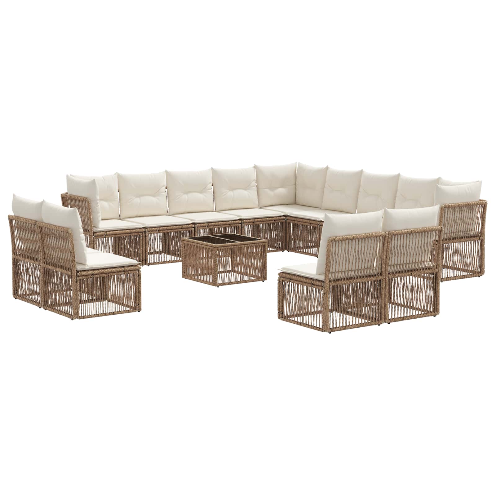 Set Divano da Giardino 14 pcs Beige polyrattan | homemem39