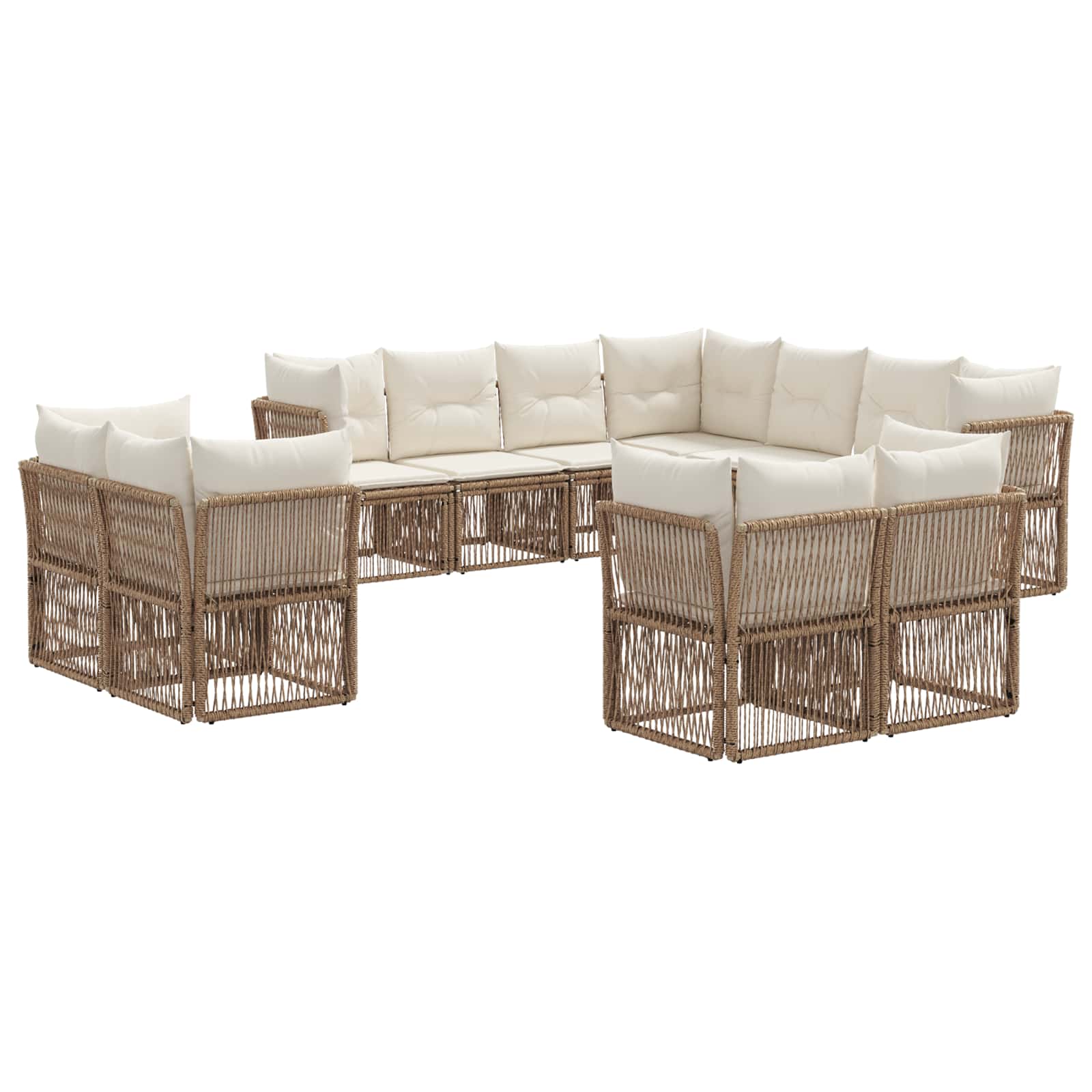 Set Divano da Giardino 11 pcs Beige polyrattan | homemem39