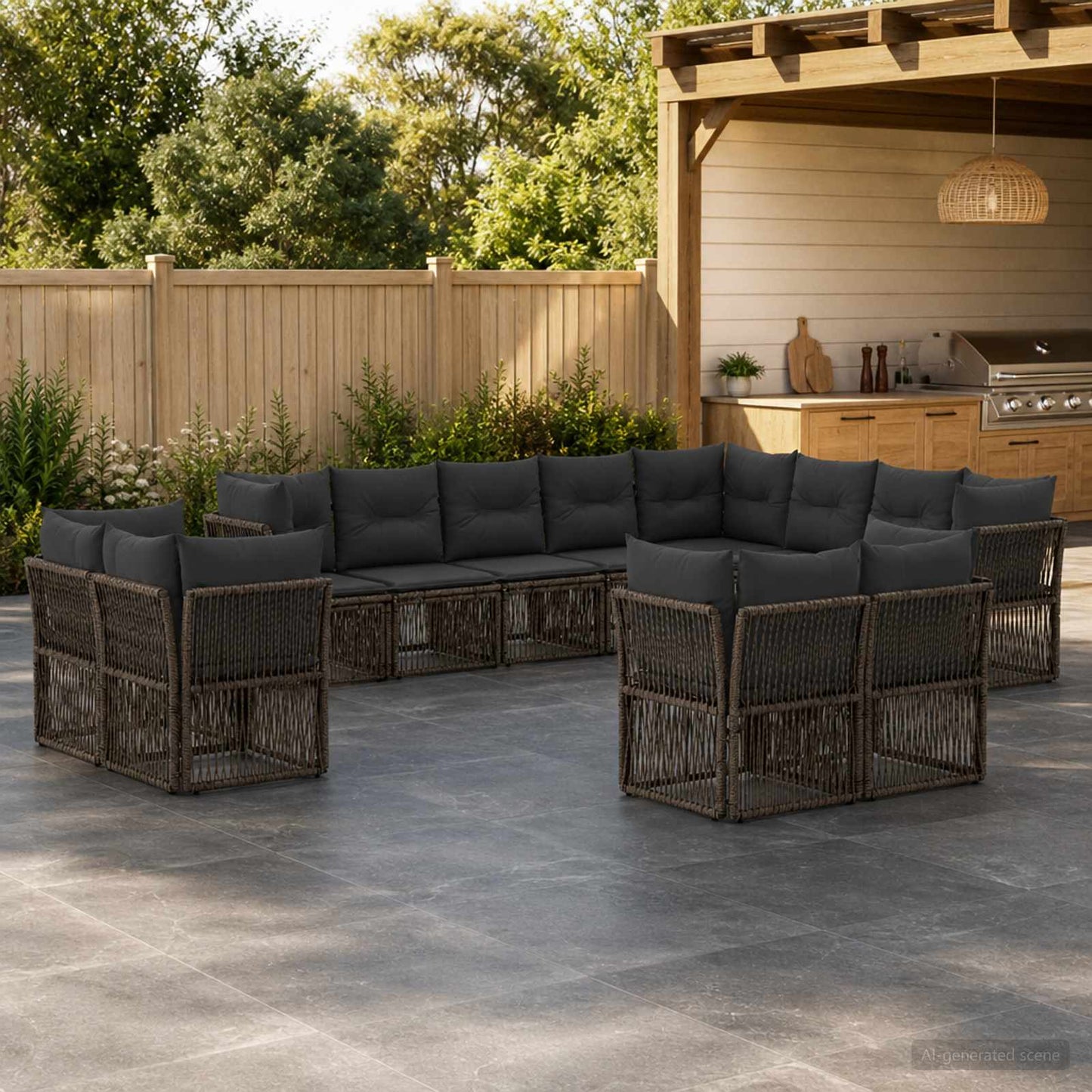 Set Divano da Giardino 12 pcs Grigio polyrattan | homemem39
