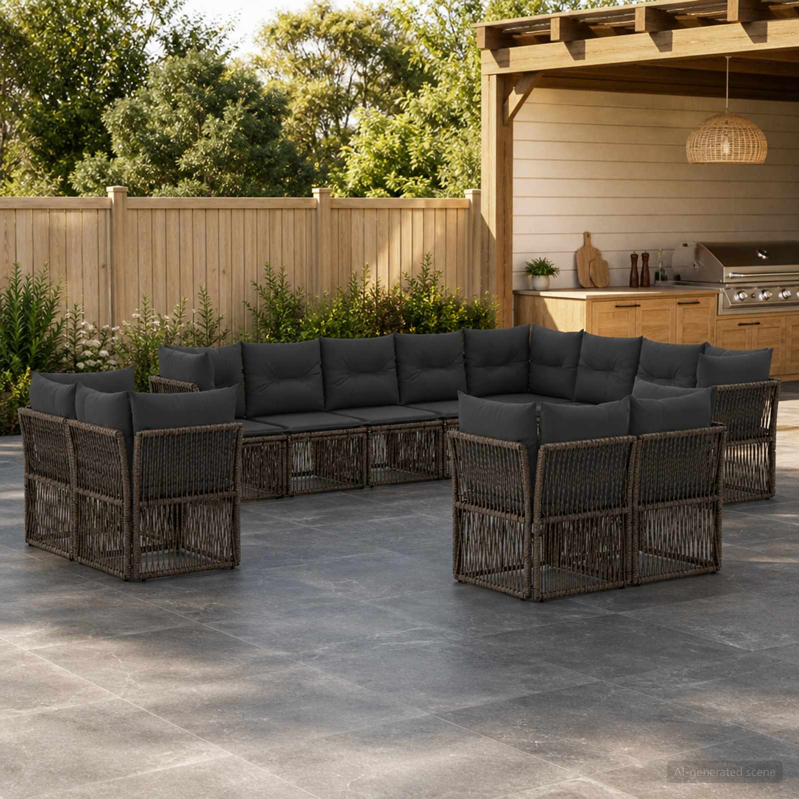 Set Divano da Giardino 12 pcs Grigio polyrattan | homemem39