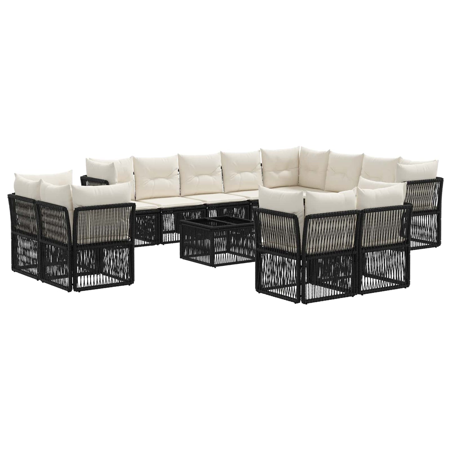 Set Divano da Giardino 13 pcs Nero polyrattan | homemem39