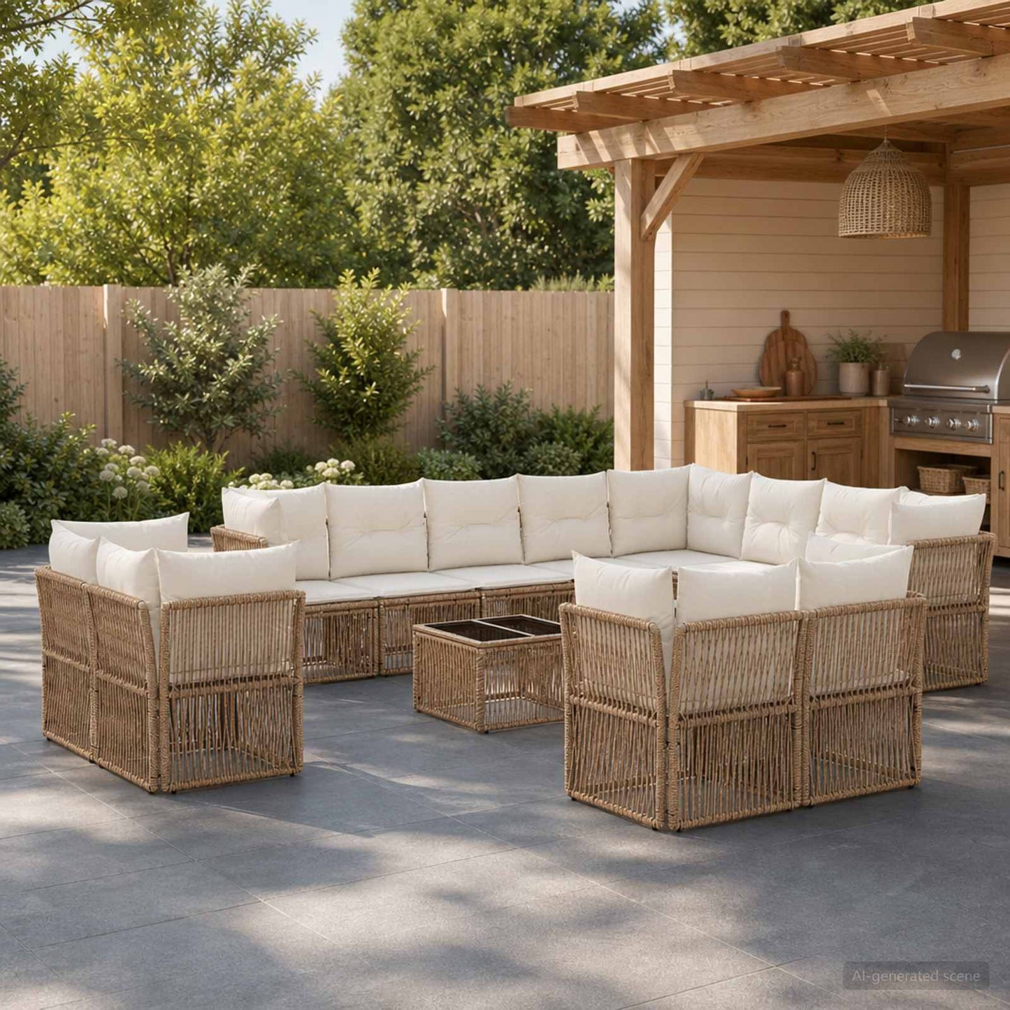 Set Divano da Giardino 13 pcs Beige polyrattan | homemem39