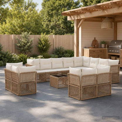 Set Divano da Giardino 13 pcs Beige polyrattan | homemem39