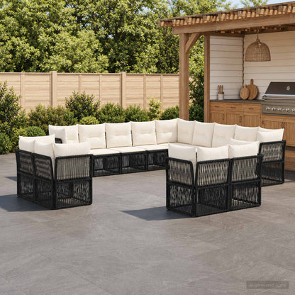 Set Divano da Giardino 13 pz Nero polyrattan