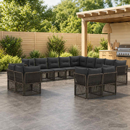 Set Divano da Giardino 13 pz Grigio polyrattan