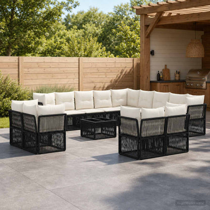 Set Divano da Giardino 14 pcs Nero polyrattan | homemem39