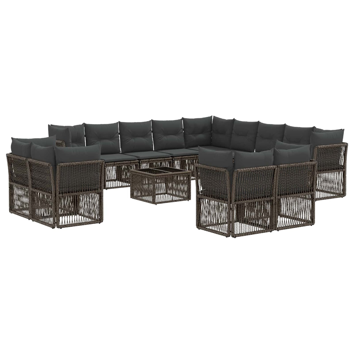 Set Divano da Giardino 14 pcs Grigio polyrattan | homemem39