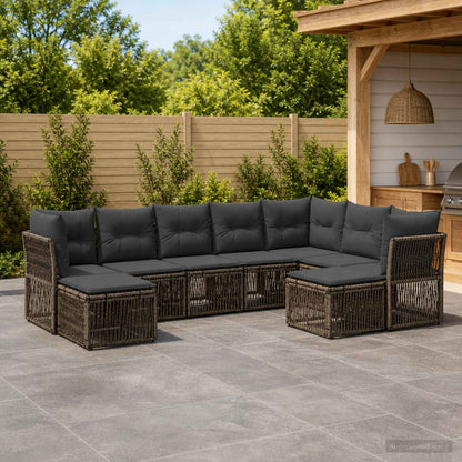 Set Divano da Giardino 9 pcs Grigio polyrattan | homemem39