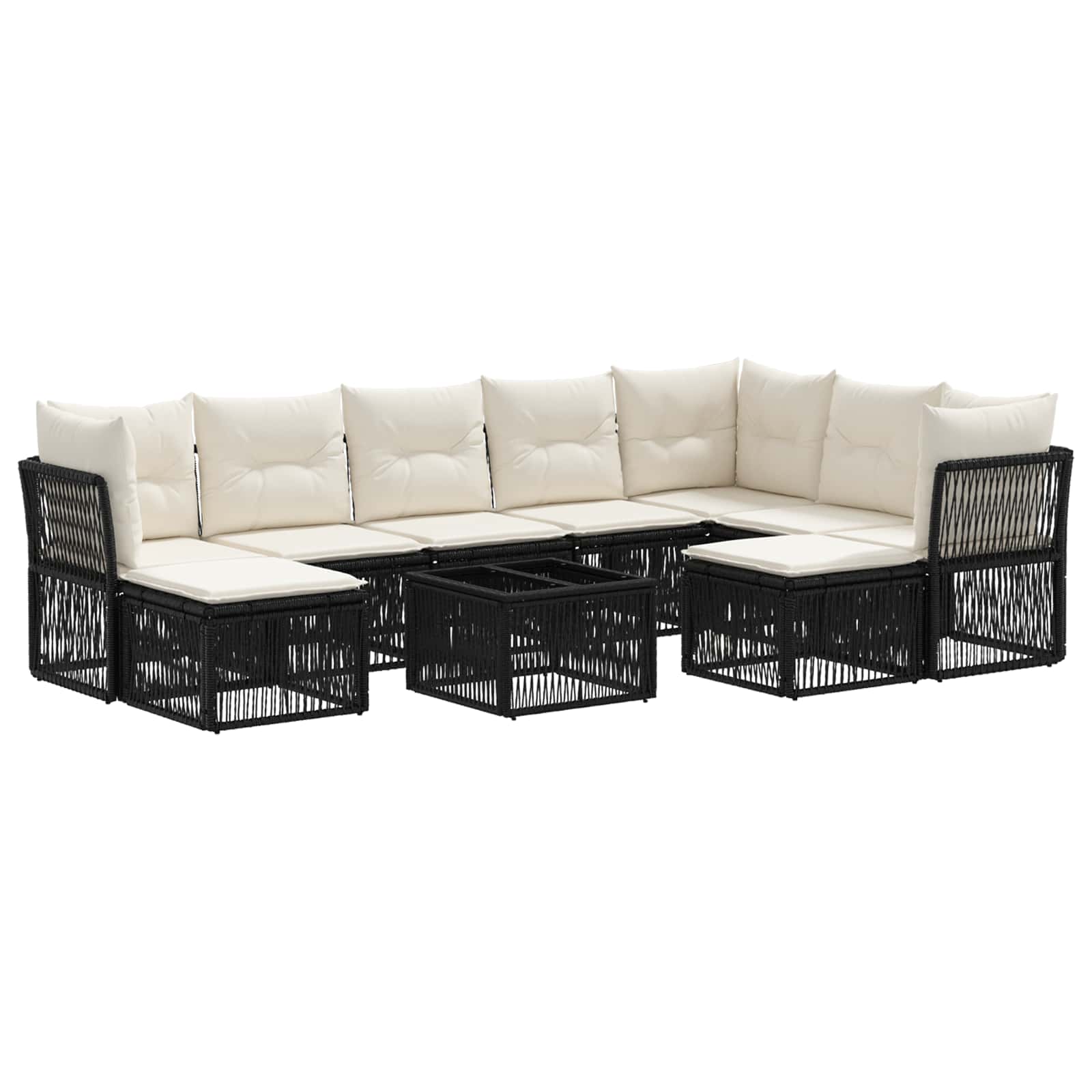 Set Divano da Giardino 10 pcs Nero polyrattan | homemem39