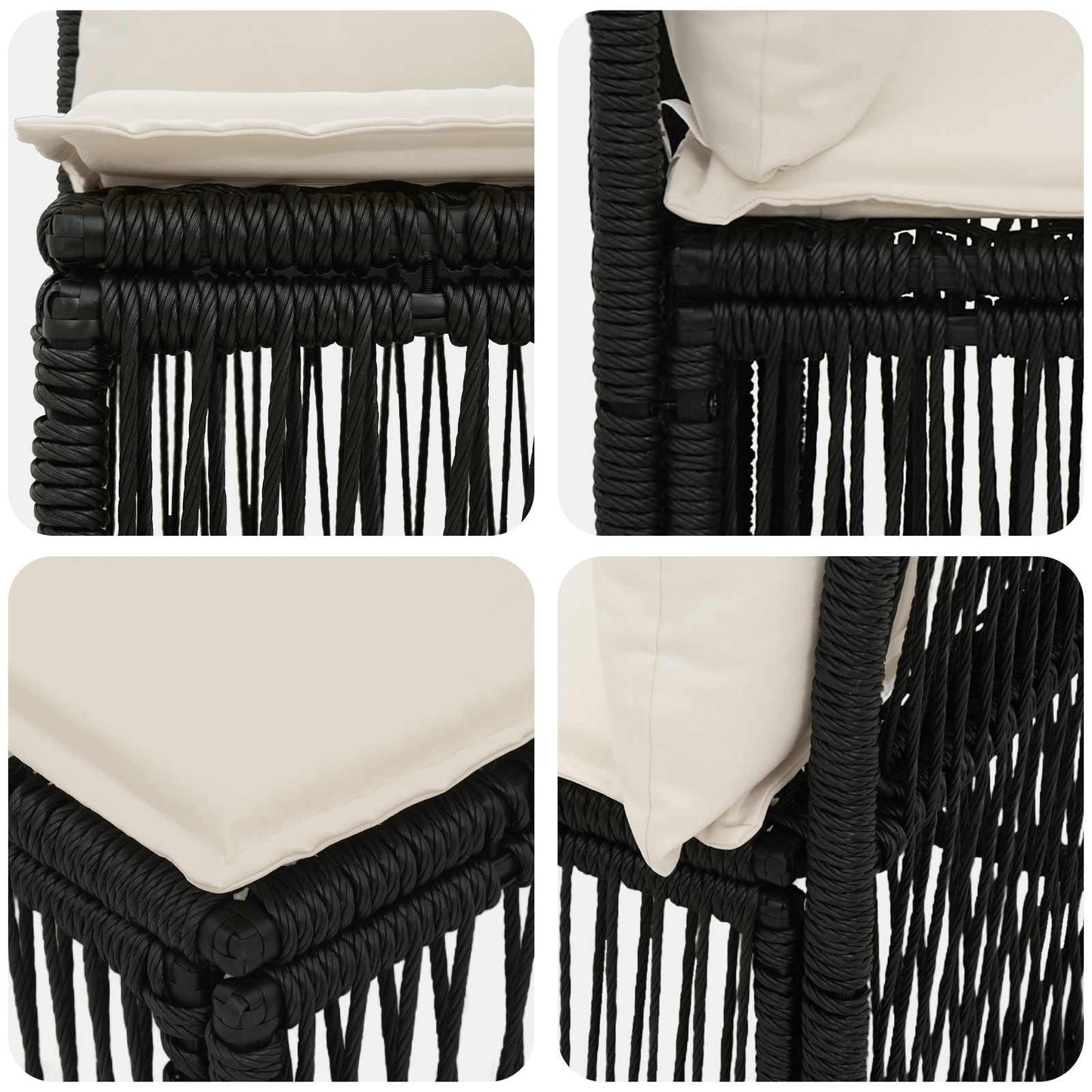 Set Divano da Giardino 8 pz 8-Numero di posti Nero polyrattan | homemem39