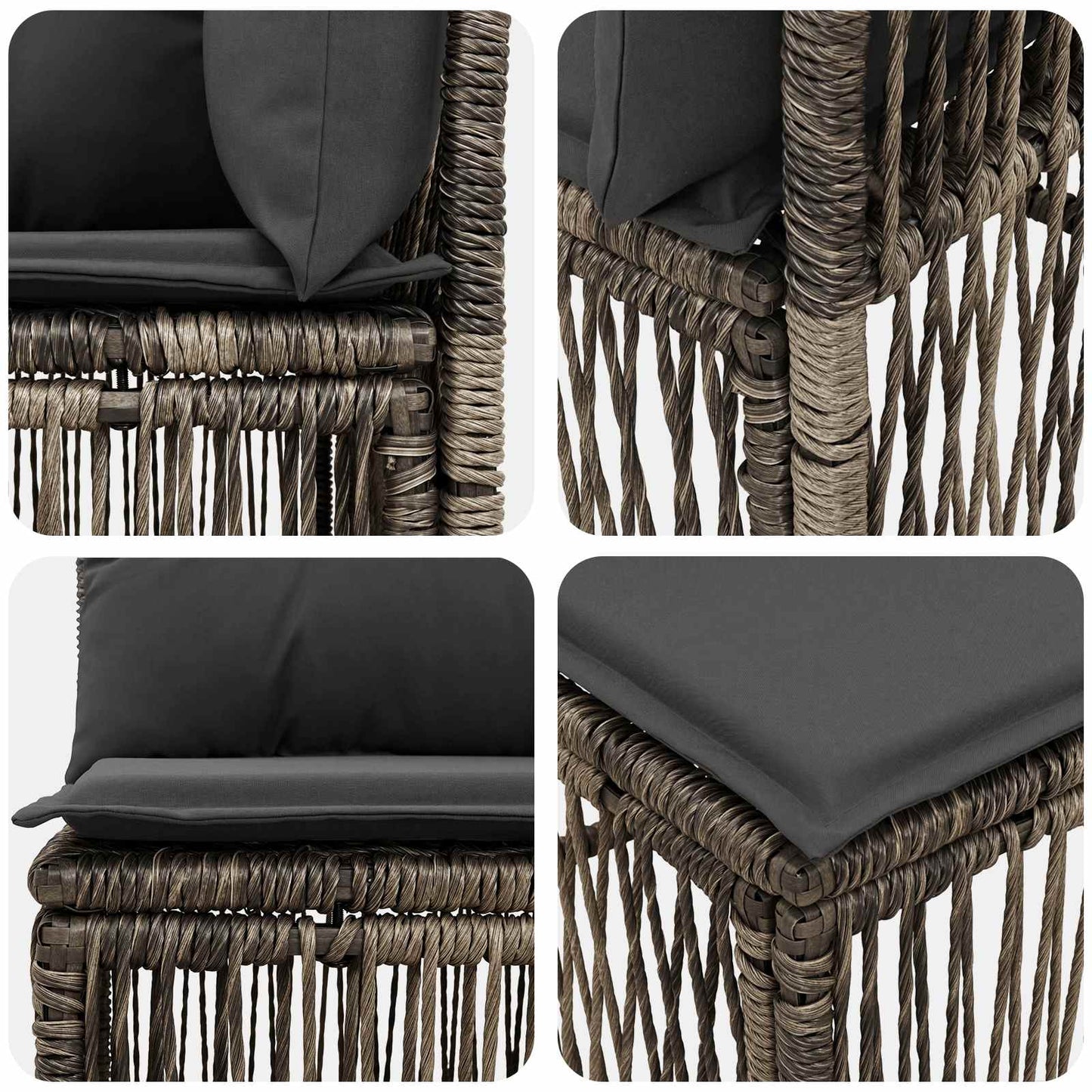 Set Divano da Giardino 8 pz 8-Numero di posti Grigio polyrattan | homemem39