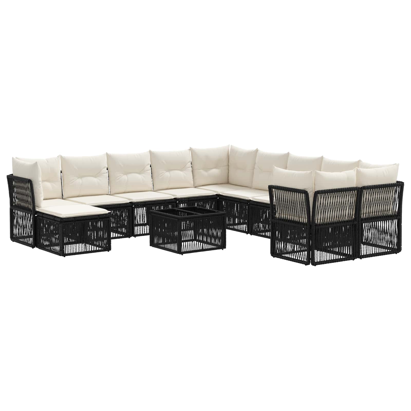 Set Divano da Giardino 12 pcs Nero polyrattan | homemem39