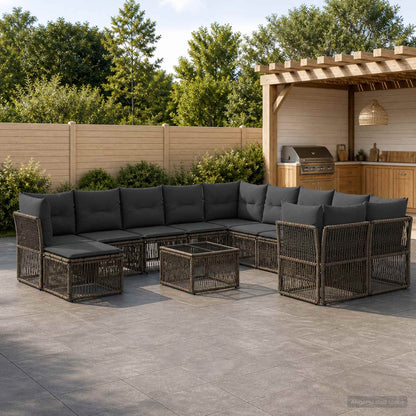 Set Divano da Giardino 12 pcs Grigio polyrattan | homemem39