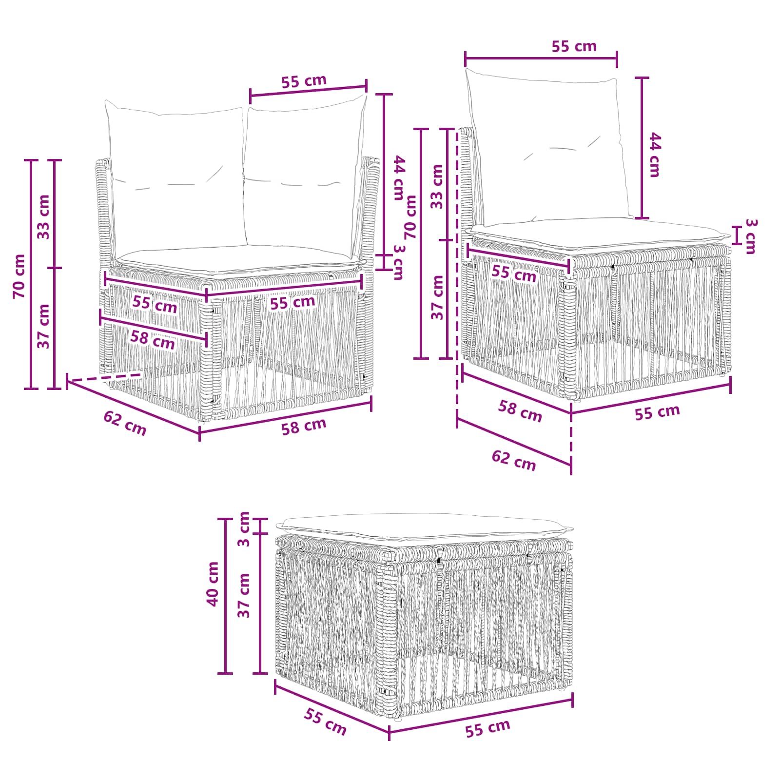 Set Divano da Giardino 12 pcs Nero polyrattan | homemem39
