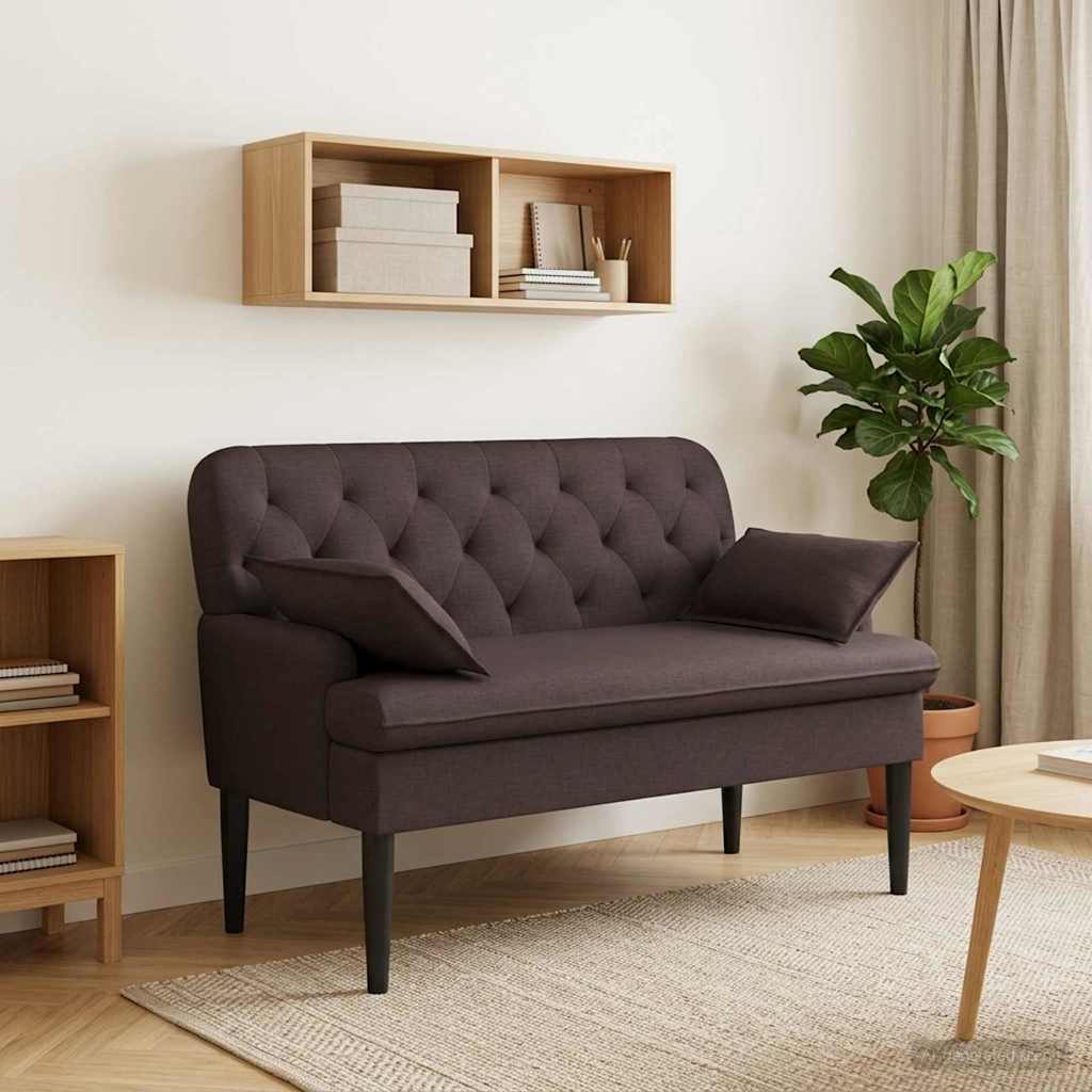 Loveseat con bottoni imbottiti Marrone Scuro 111 x 68 x 80 cm | homemem39