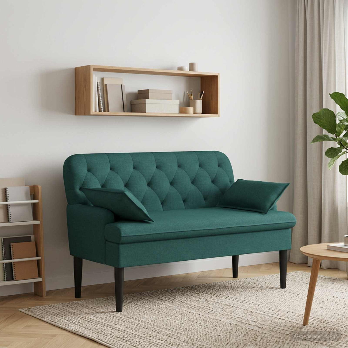Loveseat con bottoni imbottiti Verde Scuro 111 x 68 x 80 cm | homemem39