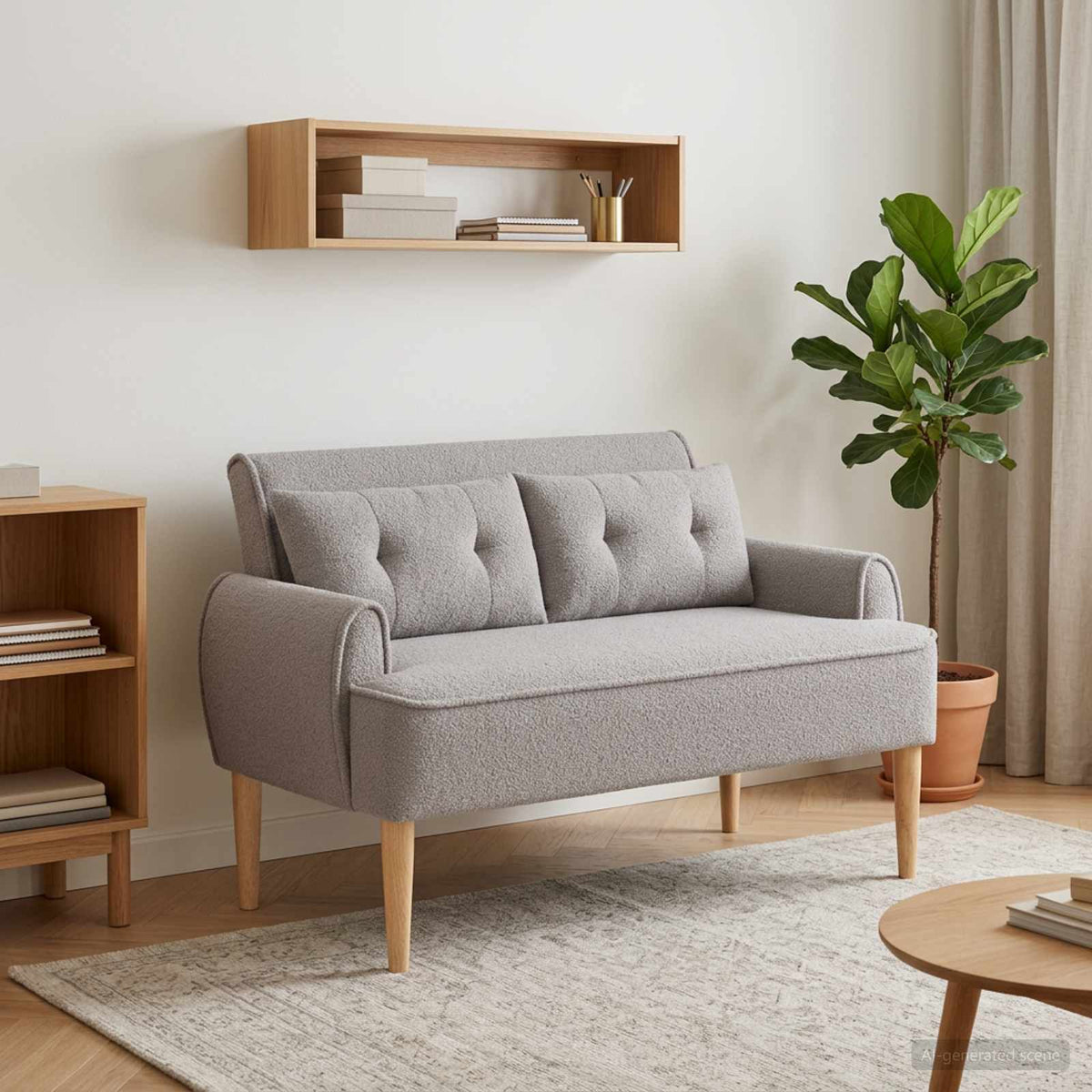 Loveseat con bottoni imbottiti Grigio Chiaro 117 x 67 x 77 cm | homemem39