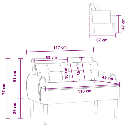 Loveseat con bottoni imbottiti Grigio Chiaro 117 x 67 x 77 cm | homemem39