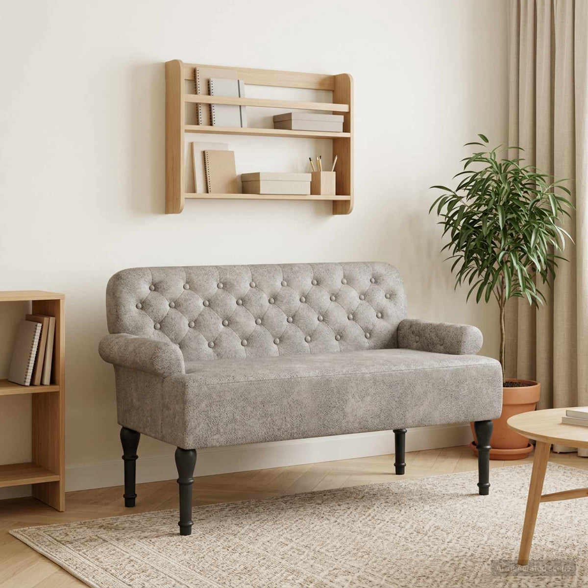 Loveseat con bottoni imbottiti Grigio Chiaro 120 x 65 x 78 cm