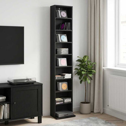 Mobile per CD Rovere Nero 33 x 23,5 x 175 cm