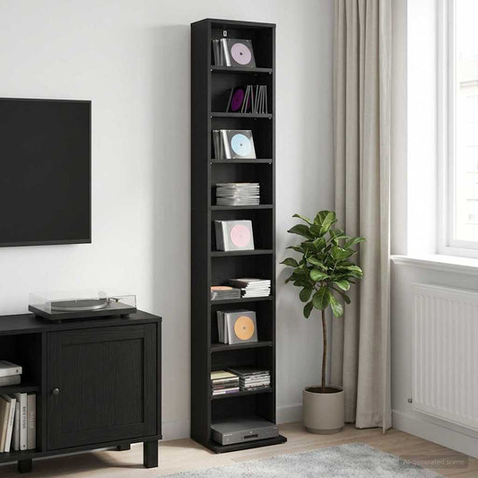 Mobile per CD Rovere Nero 33 x 23,5 x 175 cm