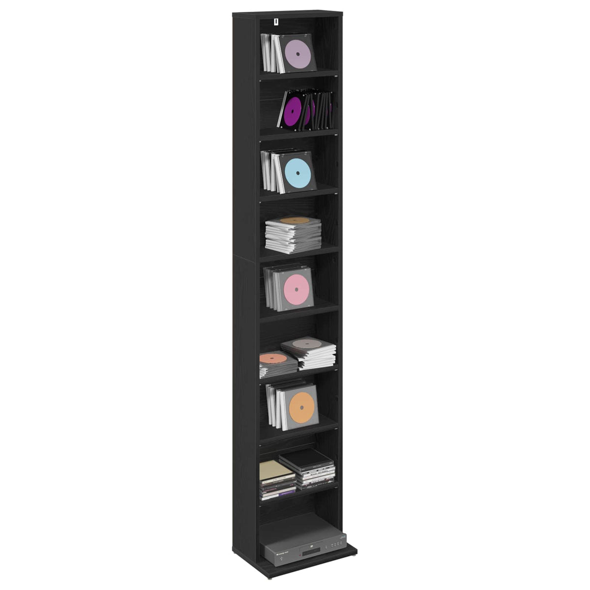 Mobile per CD Rovere Nero 33 x 23,5 x 175 cm