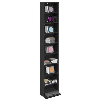 Mobile per CD Rovere Nero 33 x 23,5 x 175 cm