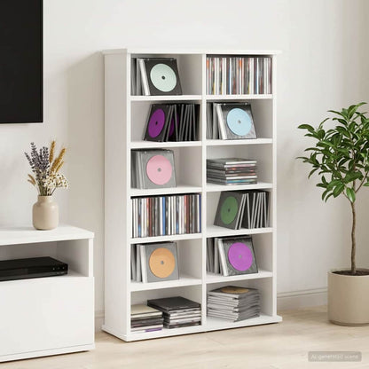 Mobile per CD Bianco 60 x 17 x 92 cm Legno ingegnerizzato | homemem39