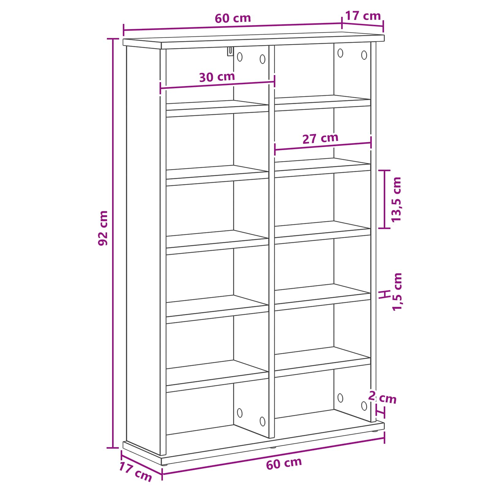 Mobile per CD Rovere Sonoma 60 x 17 x 92 cm | homemem39
