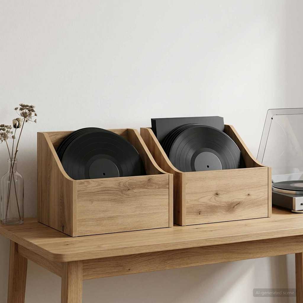 Scatola per dischi LP 2 pz Rovere Artigianale 37 x 33 x 32 cm | homemem39