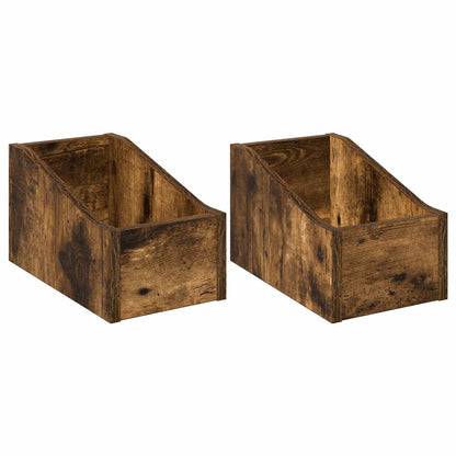 Scatola per dischi LP 2 pz Rovere Fumo 18 x 32 x 18 cm | homemem39