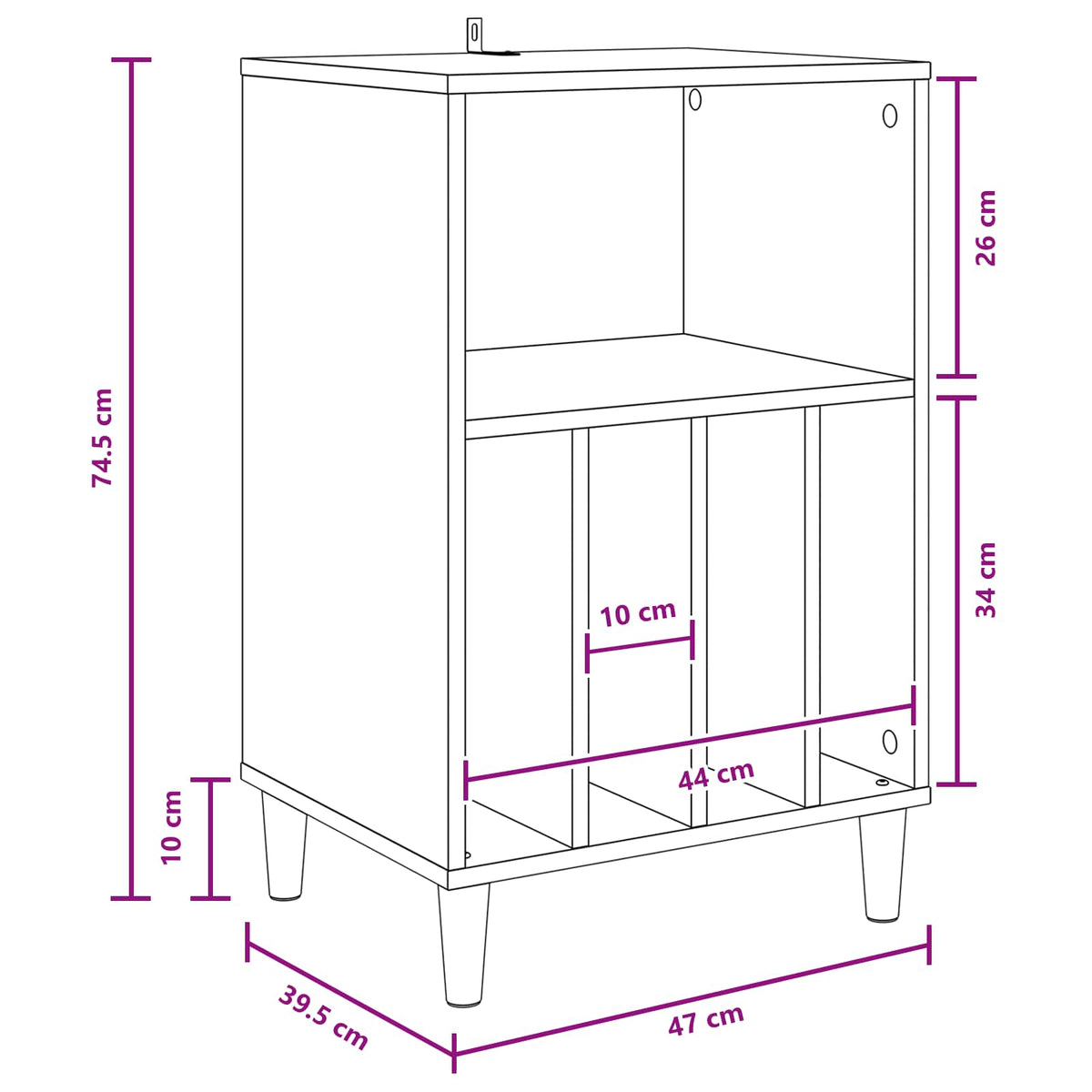 Supporto per Giradischi Rovere Fumo 47 x 39,5 x 74,5 cm | homemem39