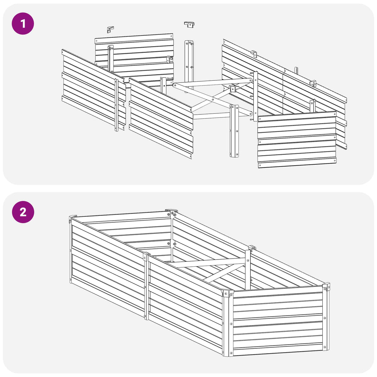 Letto rialzato da giardino Argento 160 x 40 x 24 cm | homemem39