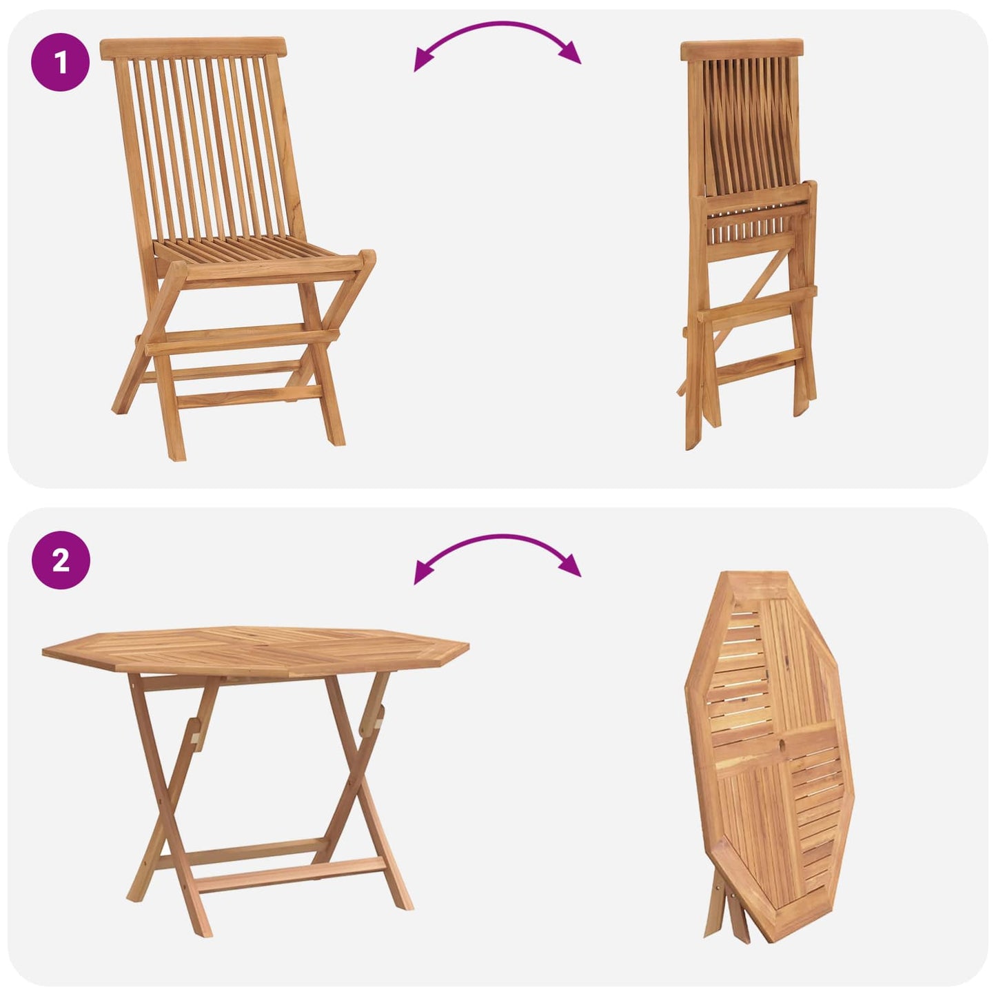 Set Bistro da Giardino 3 pcs Marrone Legno Teak Massello | homemem39